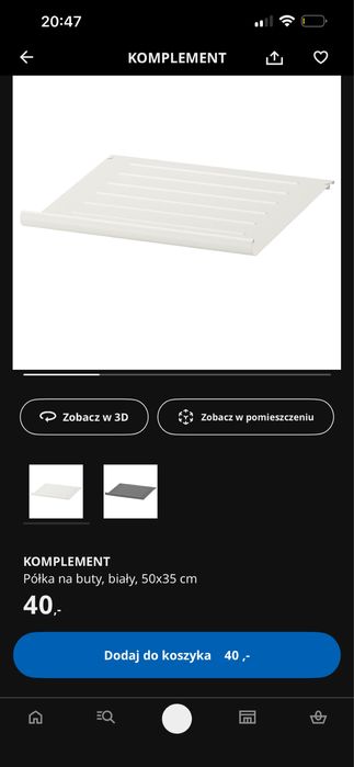 Półka na buty IKEA KOMPLEMENT 50x35 - 6sztuk