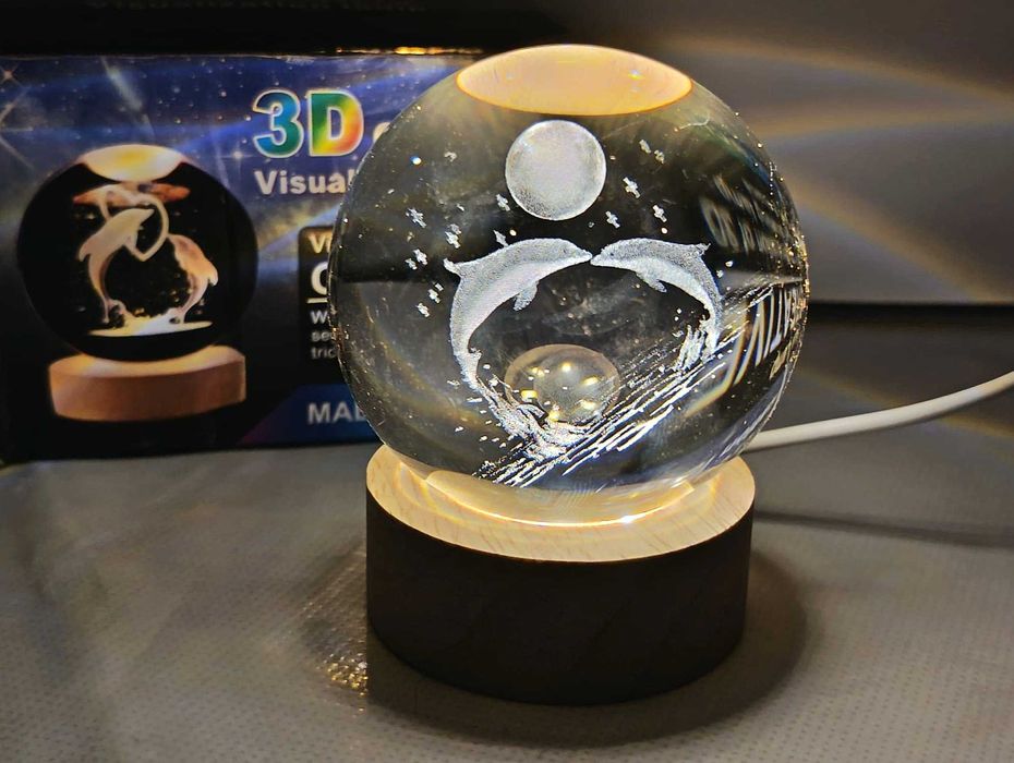 Candeeiro de cristal em forma de golfinho em forma de coração