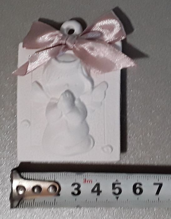 Iman em gesso com anjo, lembrança batizado/comunhão, novo!