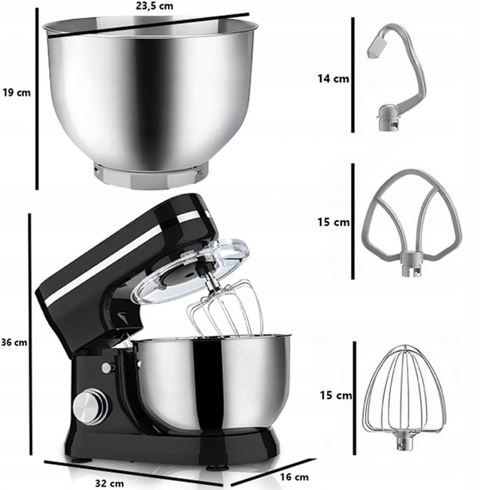robot kuchenny planetarny z misą 6l wielofunkcyjny mikser 3w1 3200w xl