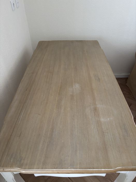 Mesa de Madeira Estilo Provençal  Branca – aprox 160 x 80 cm