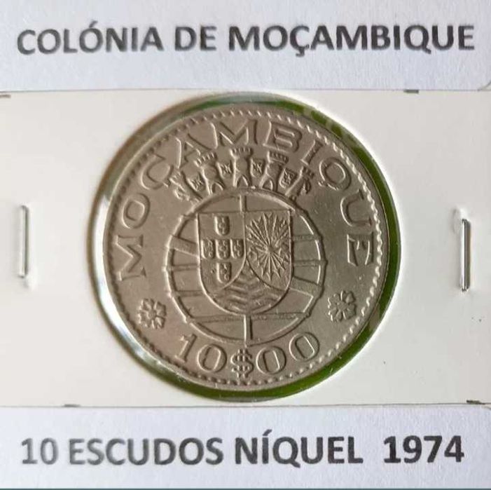3 Moedas Portuguesas 10 Escudos Níquel da  Ex Colónia Moçambique