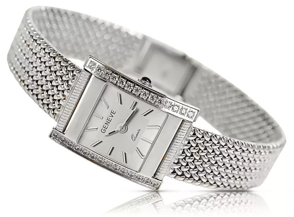 Zegarek damski z białego 14k złota z BRYLANTAMI lwd035wds&lbw003w K