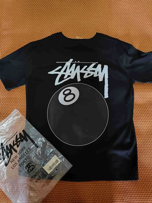Stussy,Męska czarna koszulka z nadrukiem letnim, rozmiar L