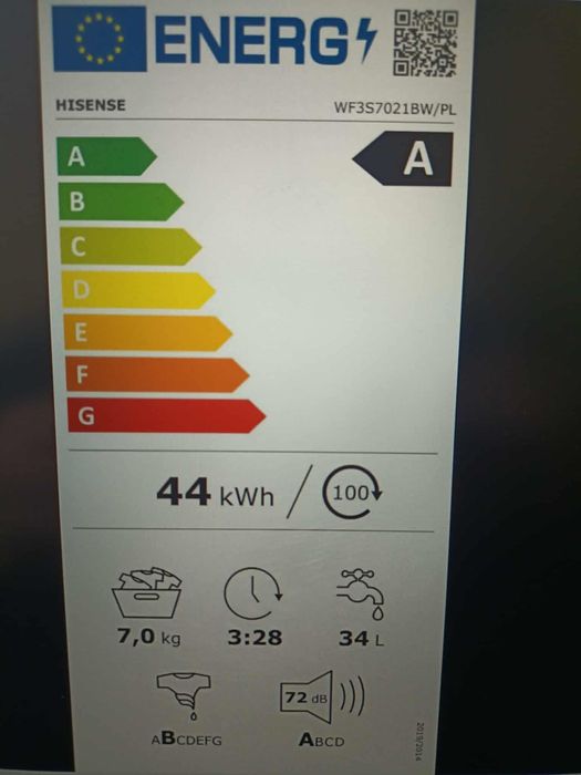 Nowa Pralka HISENSE WF3S7021BW/PL Seria 3S 7kg