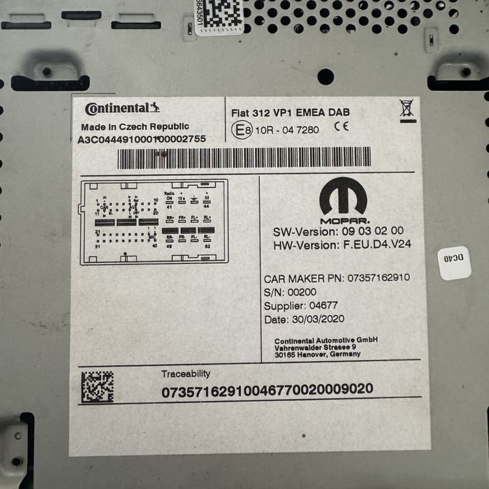 Radio Fiat 500 Oryginalne