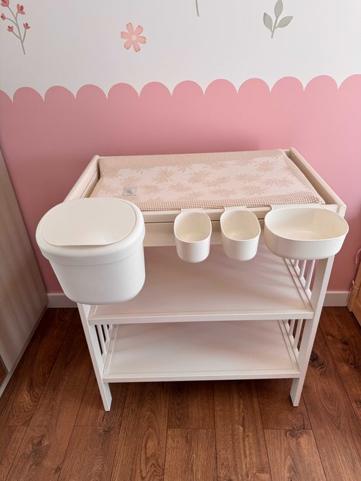 Przewijak Ikea GULLIVER + pojemniki ONSKLIG + mata do przewijania VÄDRA z pokrowcem