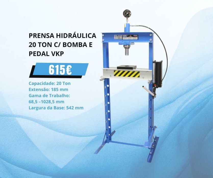 Prensa Hidráulica c/ Manómetro e Pedal c/ 20 Ton com pé alto JL20