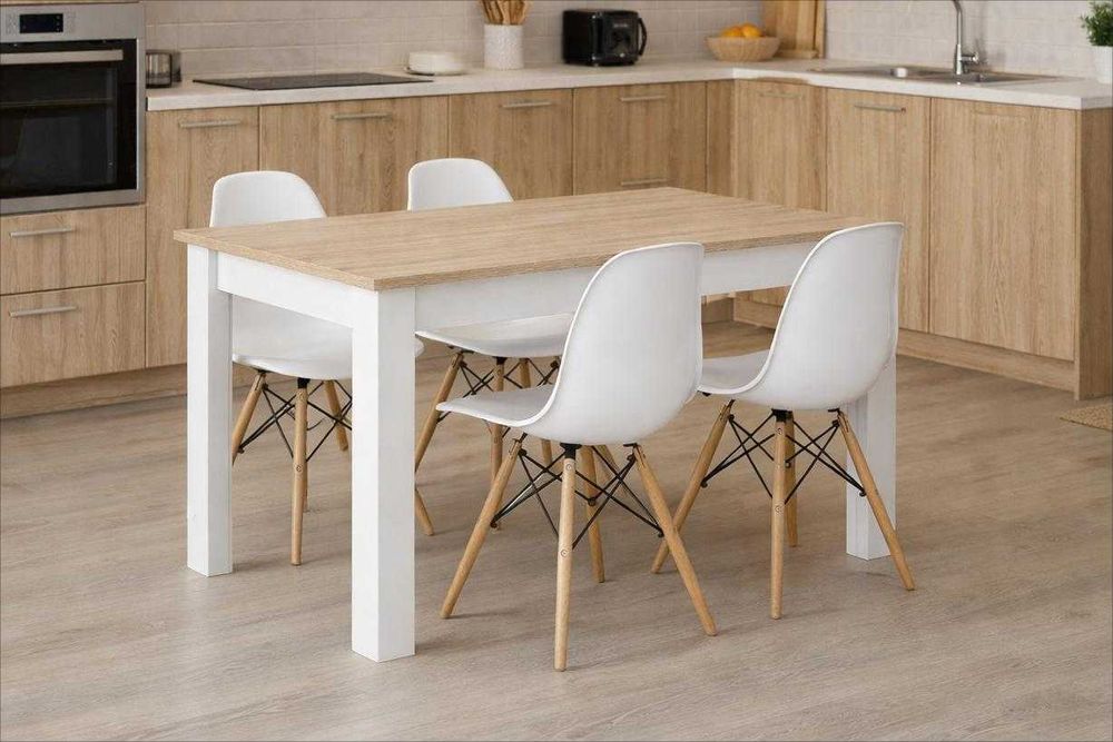 NOWY Stół z Krzesłami do Jadalni Kuchni Salonu Drewniany Loft Sonoma