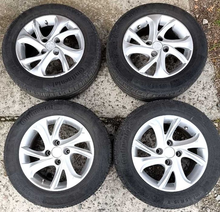Диски peugeot R15 6J ET23 4x108 DIA65.1 оригінал. З літніми шинами, Continental Conti Eco Contact 5 185/65 r15 88T