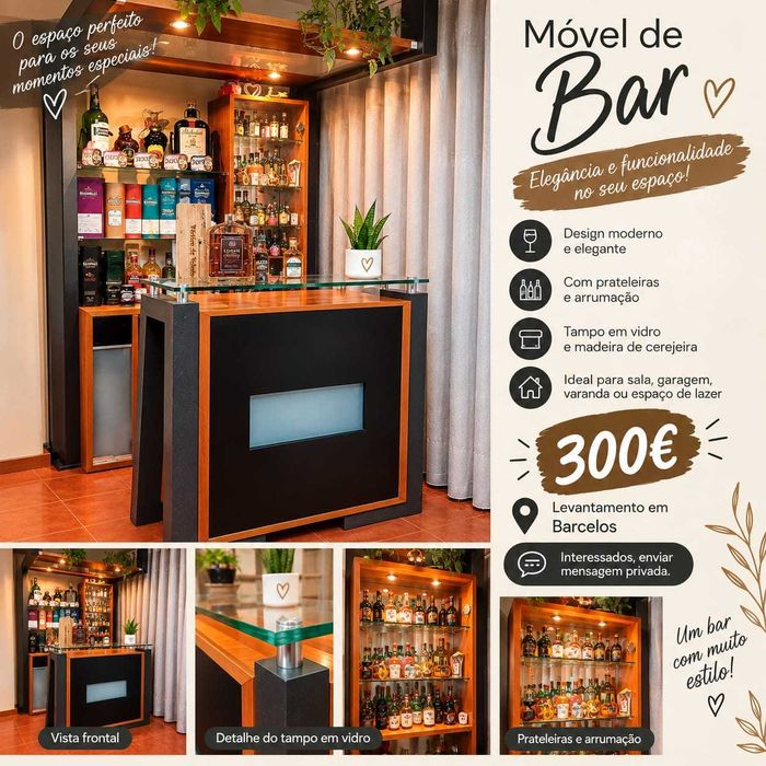 Bar em cerejeira e vidro