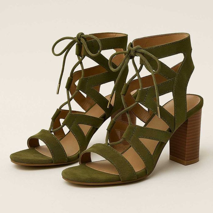 Босоножки замш на каблуке с завязками New Look, с завязками, р. 37