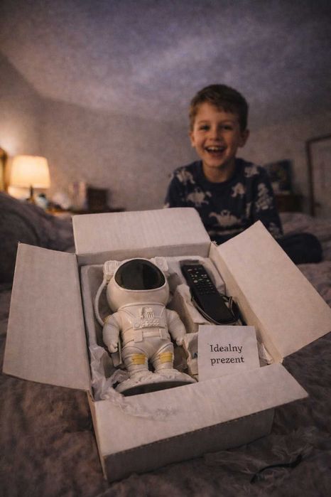 Projektor Gwiazd LED Astronauta Lampka z Pilotem