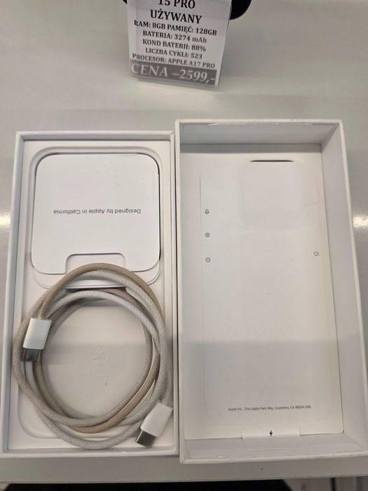 iPhone 15 PRO 128GB Bat. 88% Topcase Vivo *Raty 0%