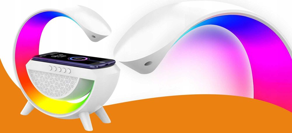 4w1 Lampka RGB LED głośnik Bluetooth ładowarka indukcyjna QI radio