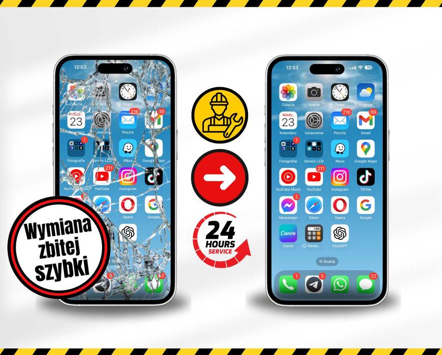 Zbita szyba szybka z wymianą Samsung Xiaomi iPhone od 250zł Żelazna 89