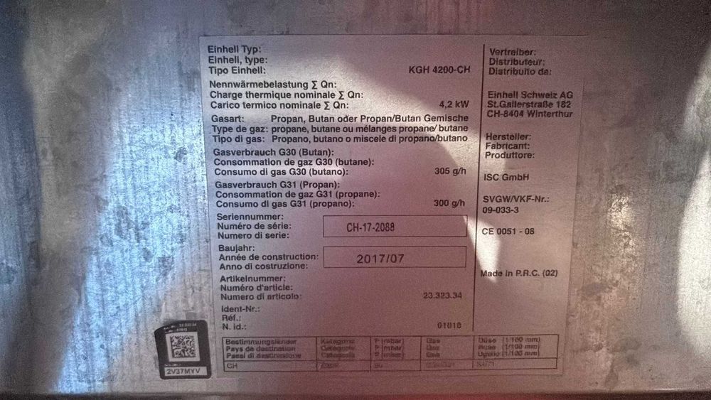 Aquecedor a gás da marca Einhell com 3 níveis de aquecimento