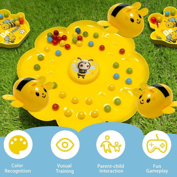 Розвиваюча, сімейна, магнітна гра Веселі Бджілки для 2 гравців  Bee Gathering Pearls, дрібна моторика та логіка