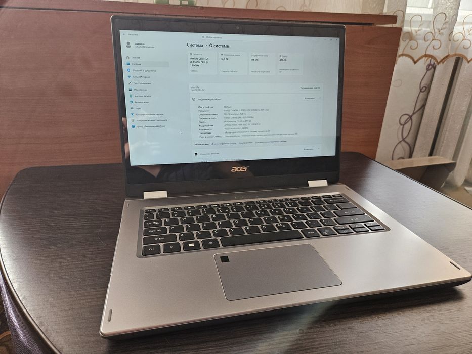 Ноутбук-трансформер Acer Spin 3 (i7-8565U, 16GB RAM, сенсор + стилус) БЕЗ SSD