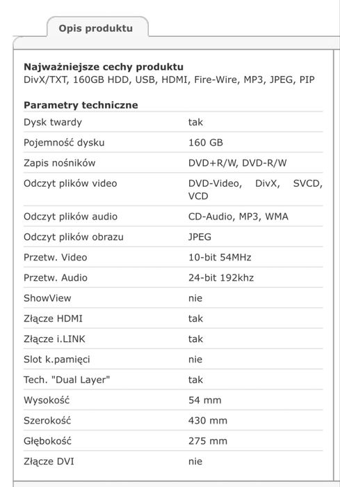 Nagrywarka DVD LG Electronics RH277H