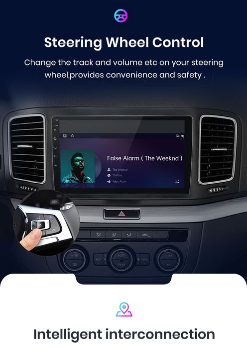 Rádio Android 9" VW Sharan Seat Alhambra 2012-18 GPS Carplay Wi-Fi BT