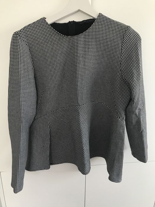 Bluzka w pepitkę ZARA WOMAN rozmiar L z baskinką + gratis