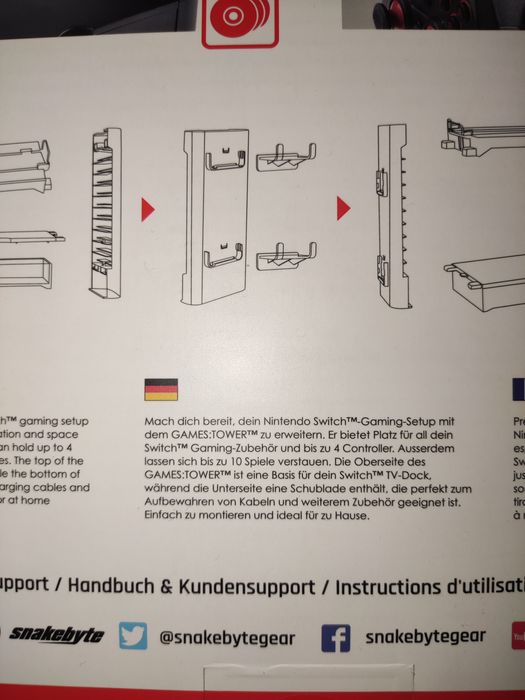 Torre acessórios gaming Nintendo switch consola dock comando cabos