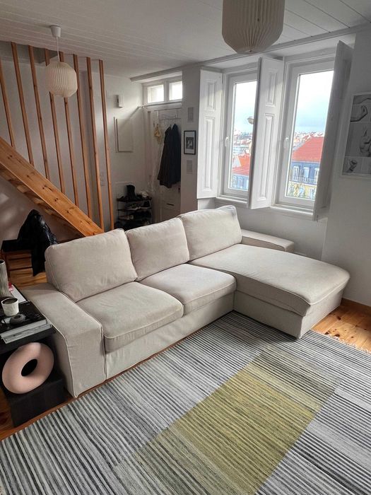 Sofá IKEA KIVIK 3 lugares + chaise longue – Bege claro