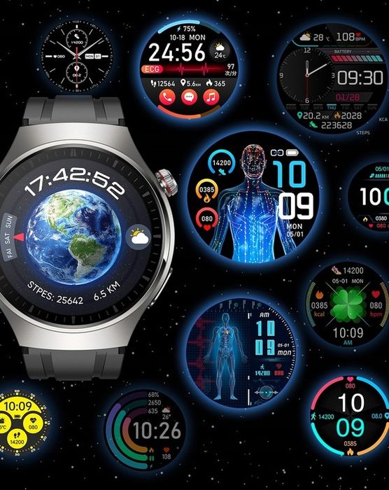 Smartwatch Zegarek Męski Ekg Pomiar Cukru Hrv Rozmowy 3 Paski Szkło Me