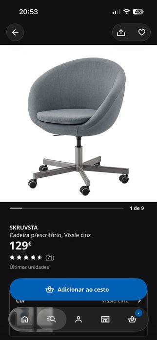 Cadeira escritorio skruvsta
