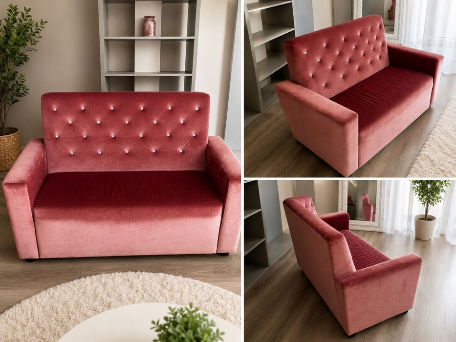 Sofá em veludo rosa – Muito elegante