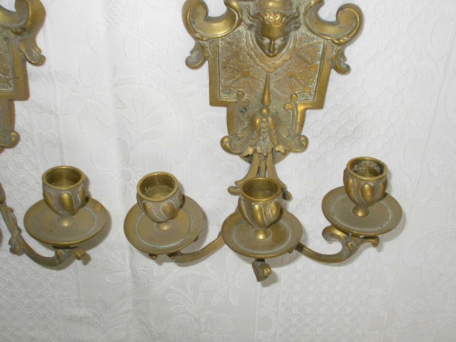 Castiçais de parede antigos em bronze