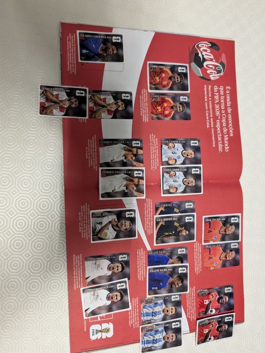 Colecção completa de 12 cromos Coca Cola do Mundial 2026