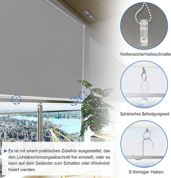 roleta szara zewnętrzna na taras balkon 140x140