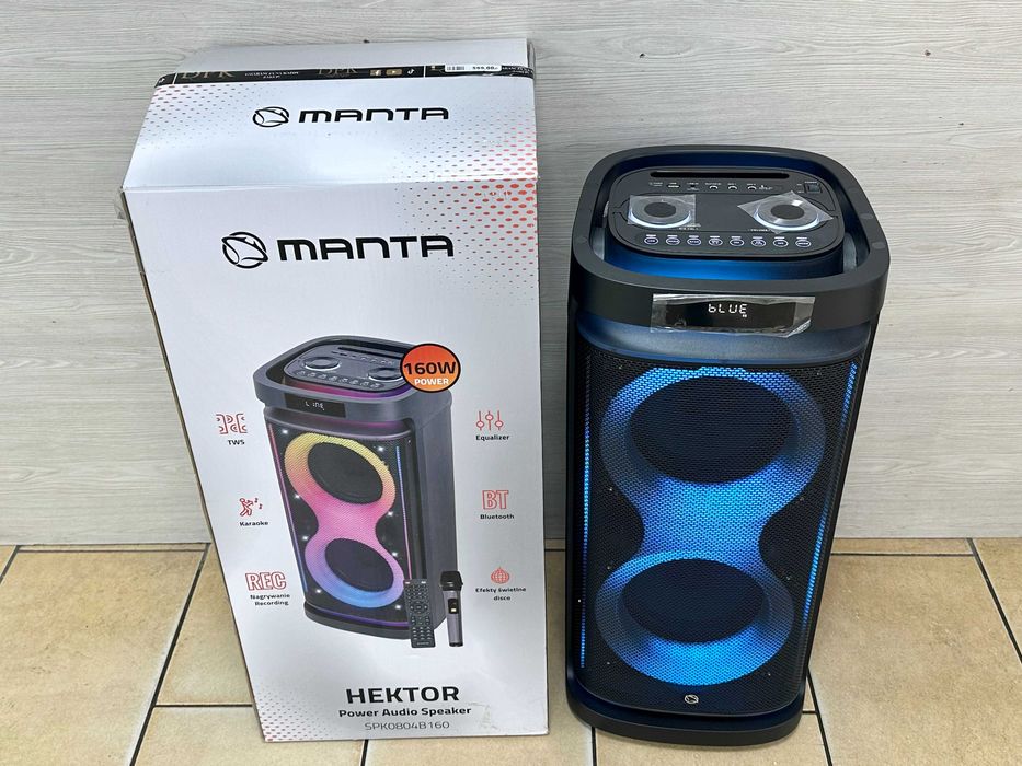 Głośnik przenośny imprezowy MANTA HEKTOR 160W karaoke mikrofon