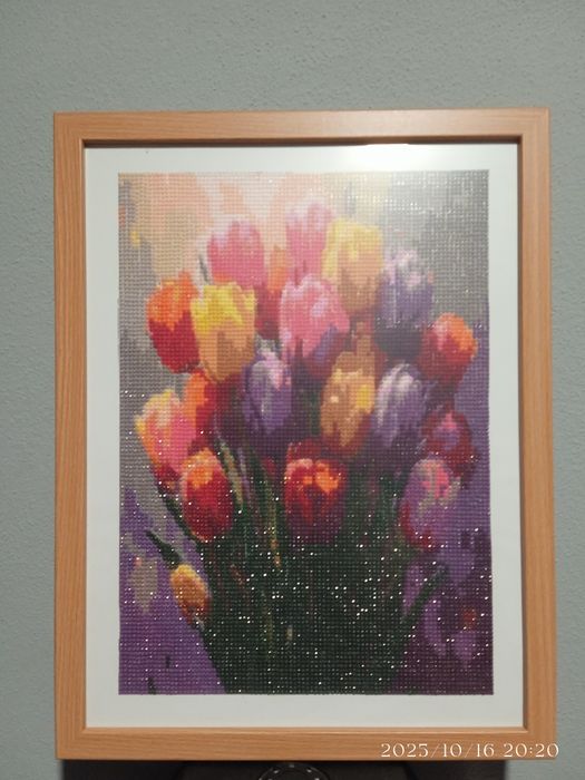 Quadro feito a mão em pintura de diamante