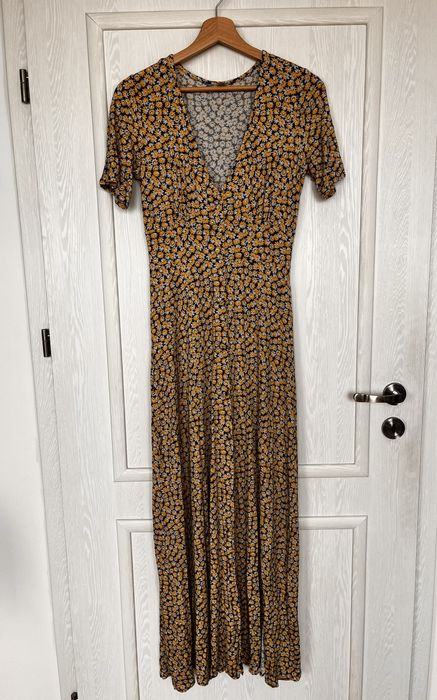 kwiecista sukienka maxi ASOS rozmiar 34 (XS) z rozcięciem wiskoza