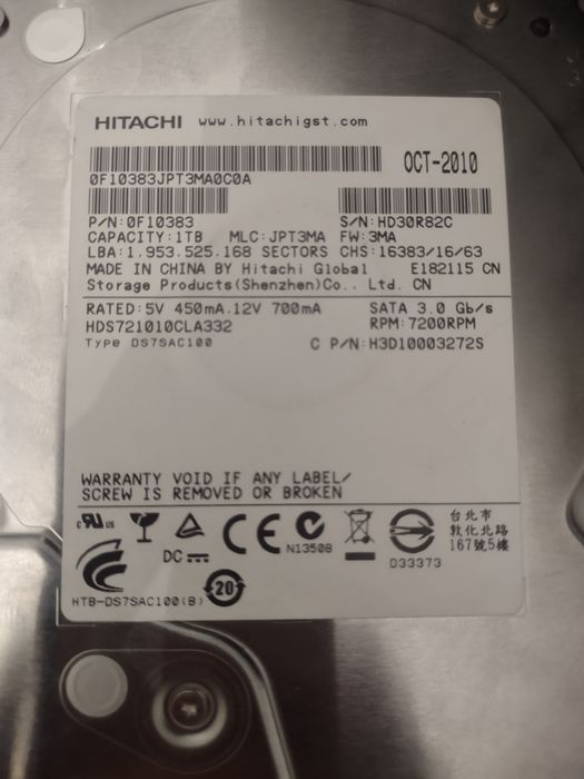 Hitachi 1TB hdd dysk
