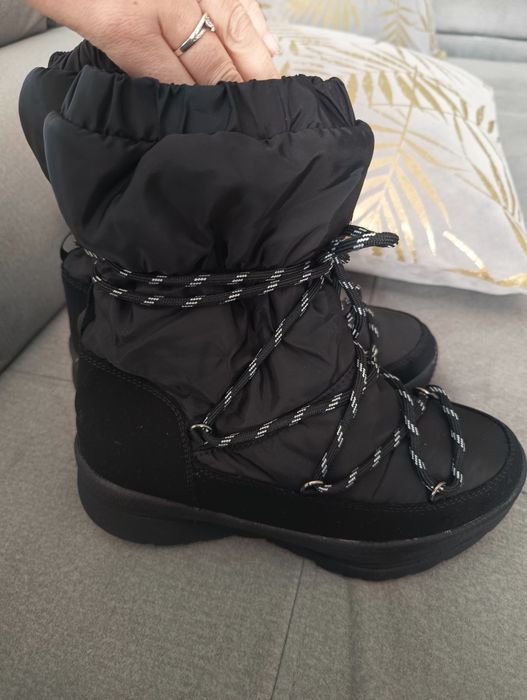 Buty zimowe damskie dziewczęce śniegowce czarne R.38, wkł.24,5 Jenny f