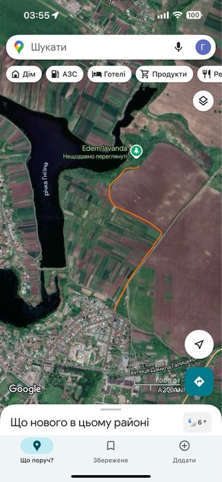 Земельна ділянка 75сот, на березі озера