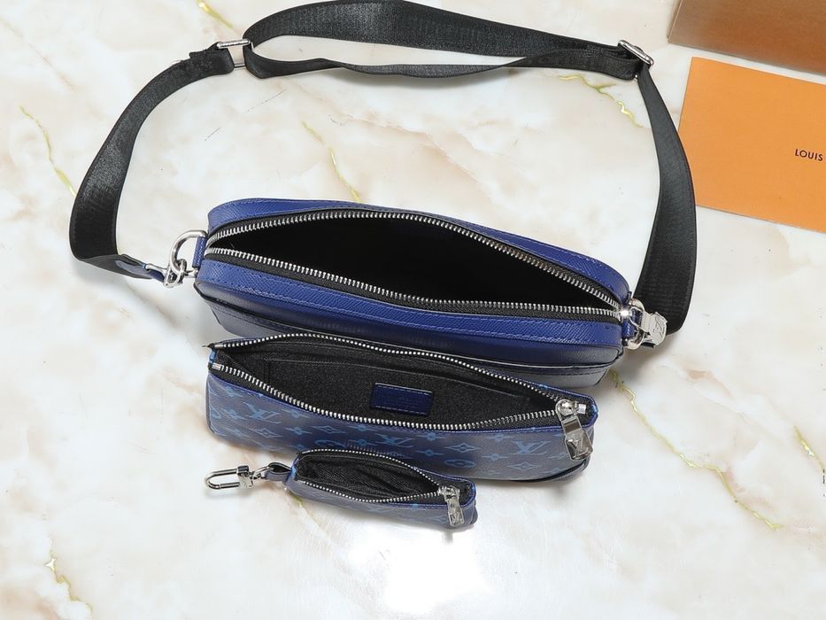 LOUIS VUITTON TRIO 3v1 messenger blue синяя мужская сумка кожаная