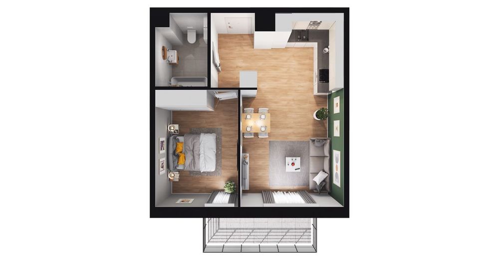 2-pokojowe mieszkanie 46m2 + balkon