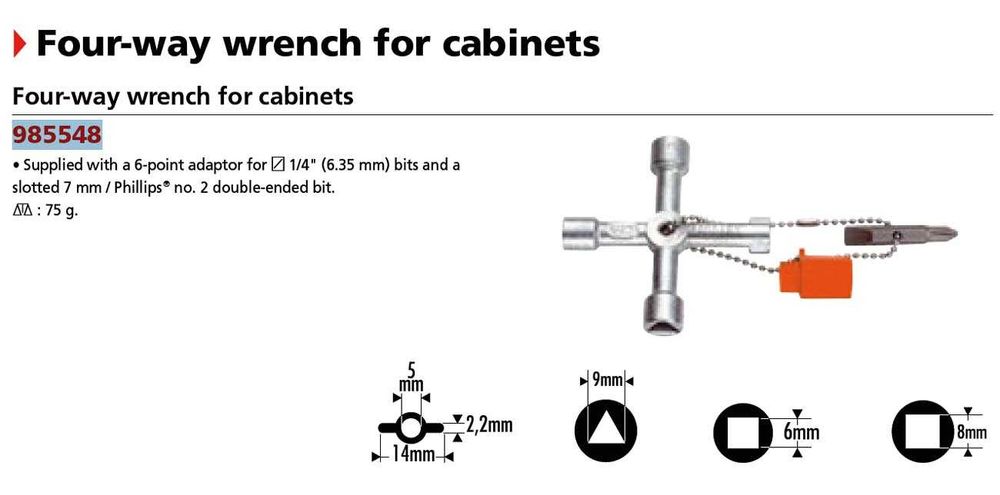 Chave 4 formas para armários Facom