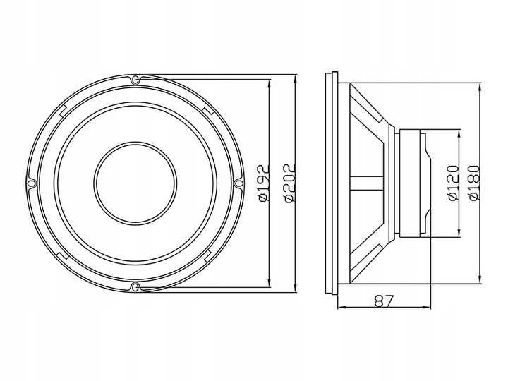 2x Mocny GŁOŚNIK samochodowy NISKOTONOWY 300W 8" basowy 200mm ZESTAW