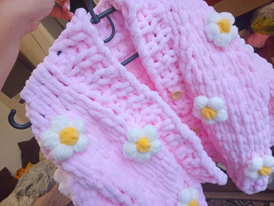 Кардиган пуффі,  плюшевий, кофта