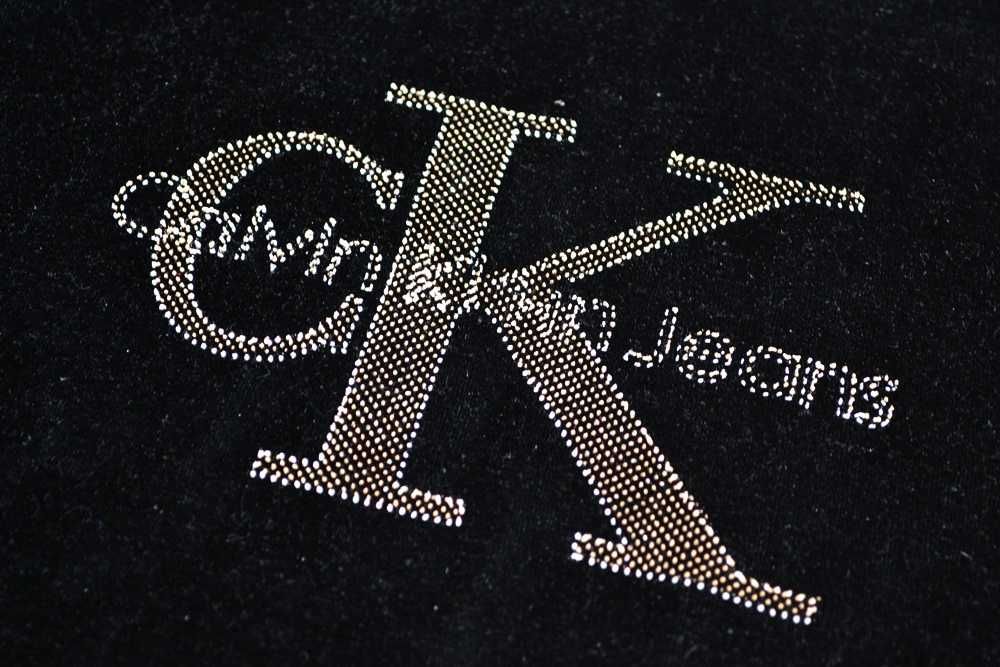 Welurowa bluzka Calvin Klein złoty napis elegancka S M