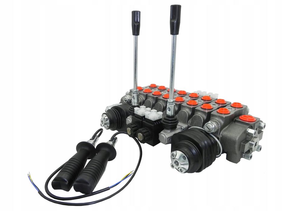 Rozdzielacz hydrauliczny 8 sekcji 90L do maszyn leśnych 12V