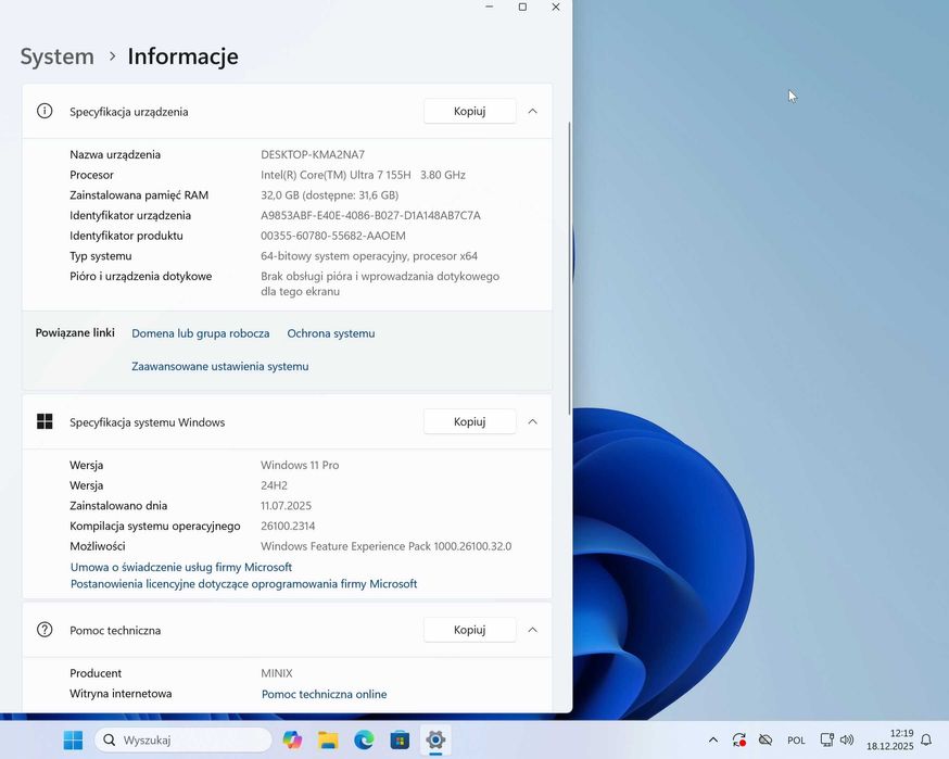 MINIX ELITE EU715-AI | Intel Ultra 7 155H | 32GB RAM | 1TB NVMe | TB4