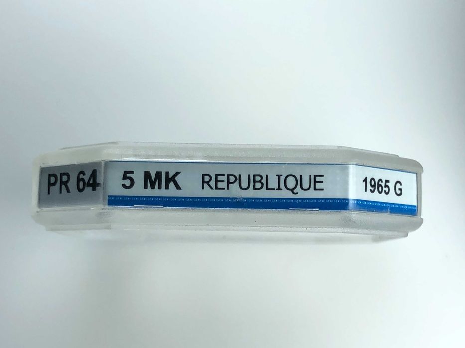 MOEDA CERTIFICADA GENI PR64 - Alemanha 5 Mark 1965 Prata - Letra G