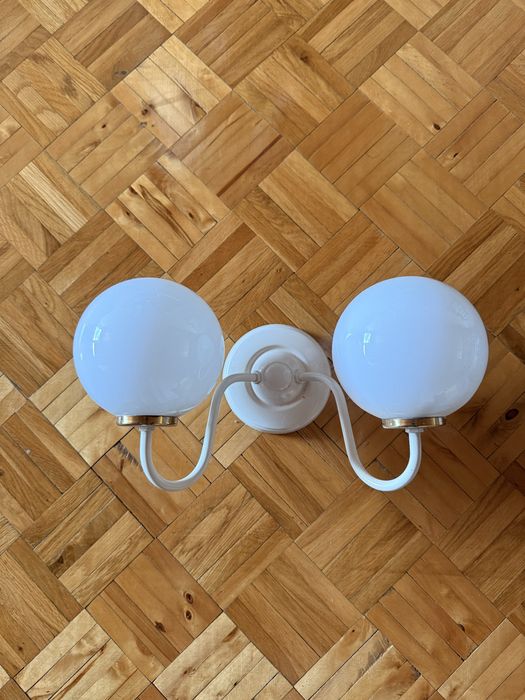 Lampa kinkiet ścienny kóle białe prl szklane